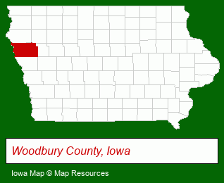 Iowa map, showing the general location of Heidman Redmond Fredregill