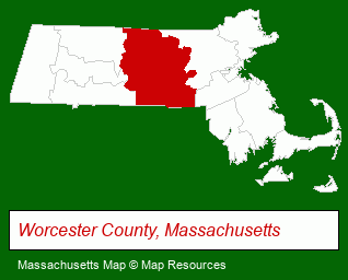 Massachusetts map, showing the general location of Decks Plus