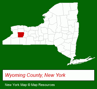 New York map, showing the general location of Wyoming County Community Action