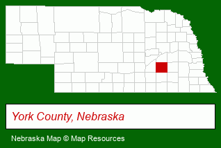 Nebraska map, showing the general location of York County Title Company