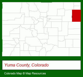 Colorado map, showing the general location of Yuma County Abstract Company